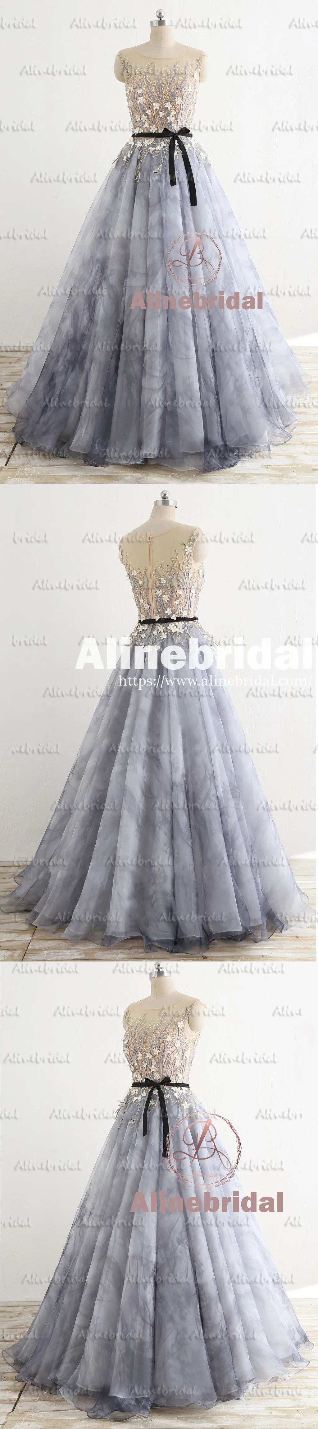Stunning Gorgeous Beading Handmade Flowers Appliques Prints Long Prom Dresses,PD00043
