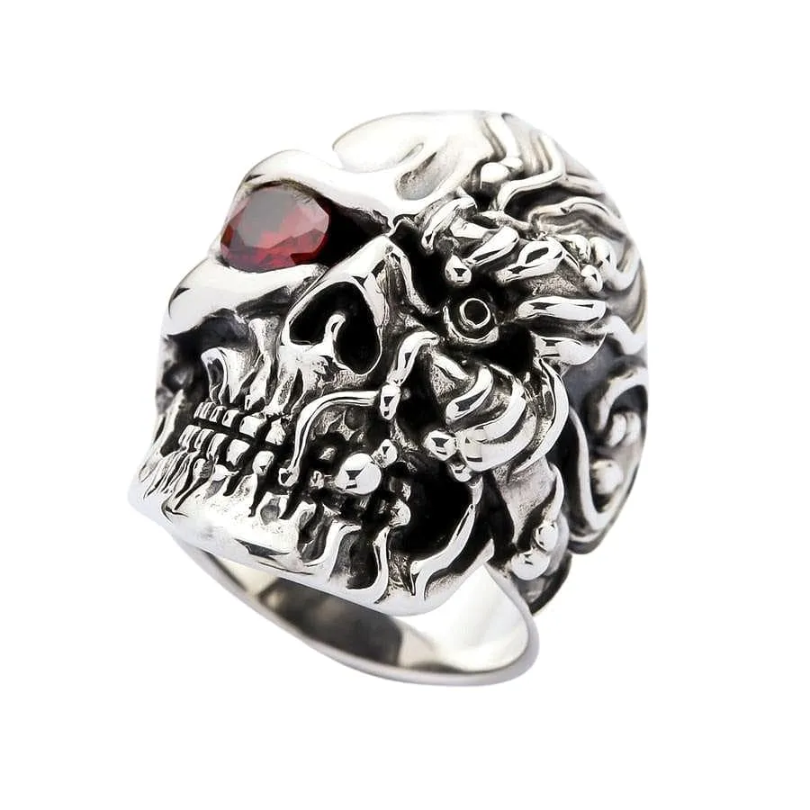 Terminator Cyborg Sterling Silver Skull Ring