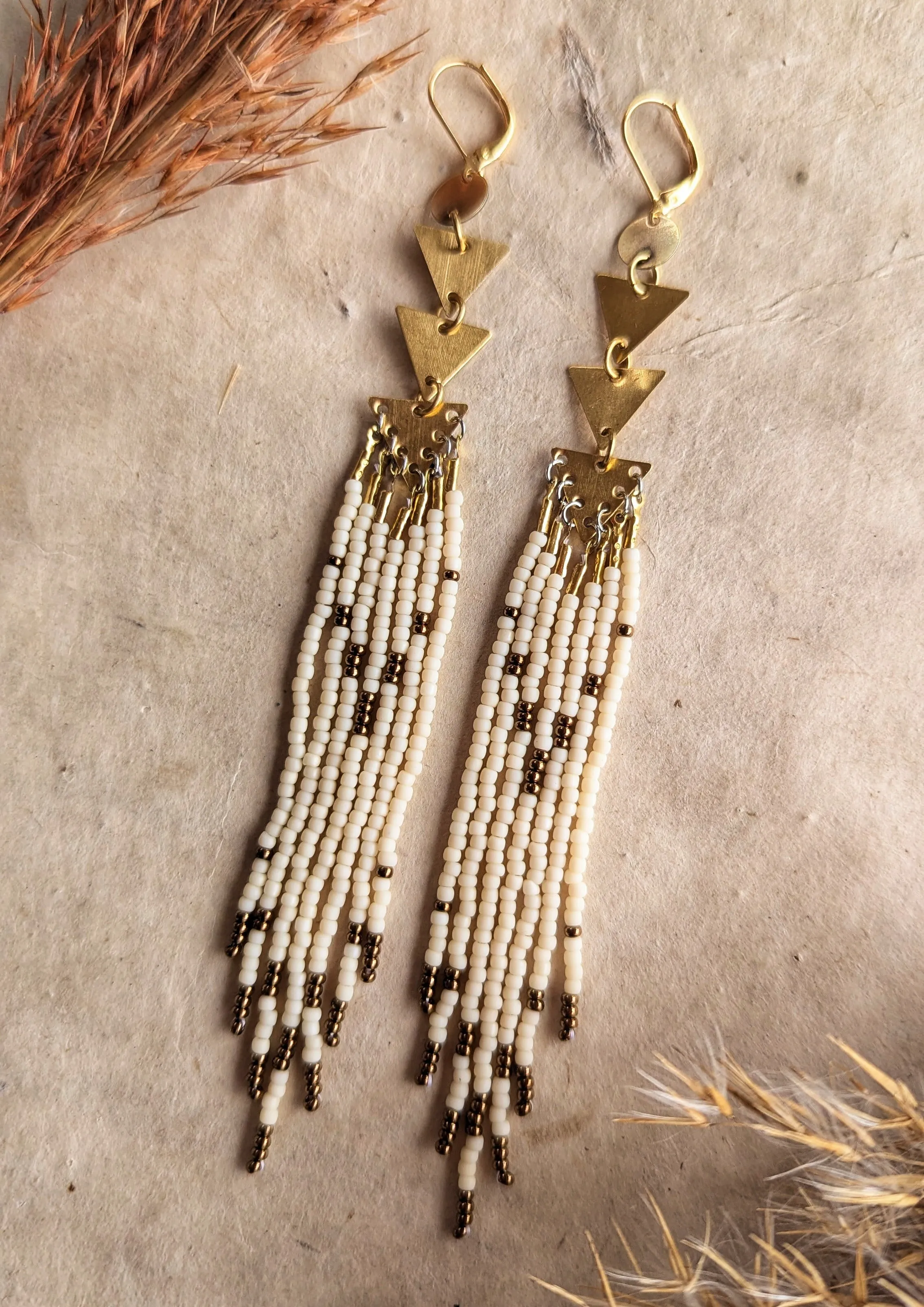 Thalia Cream Boho Beaded Earrings