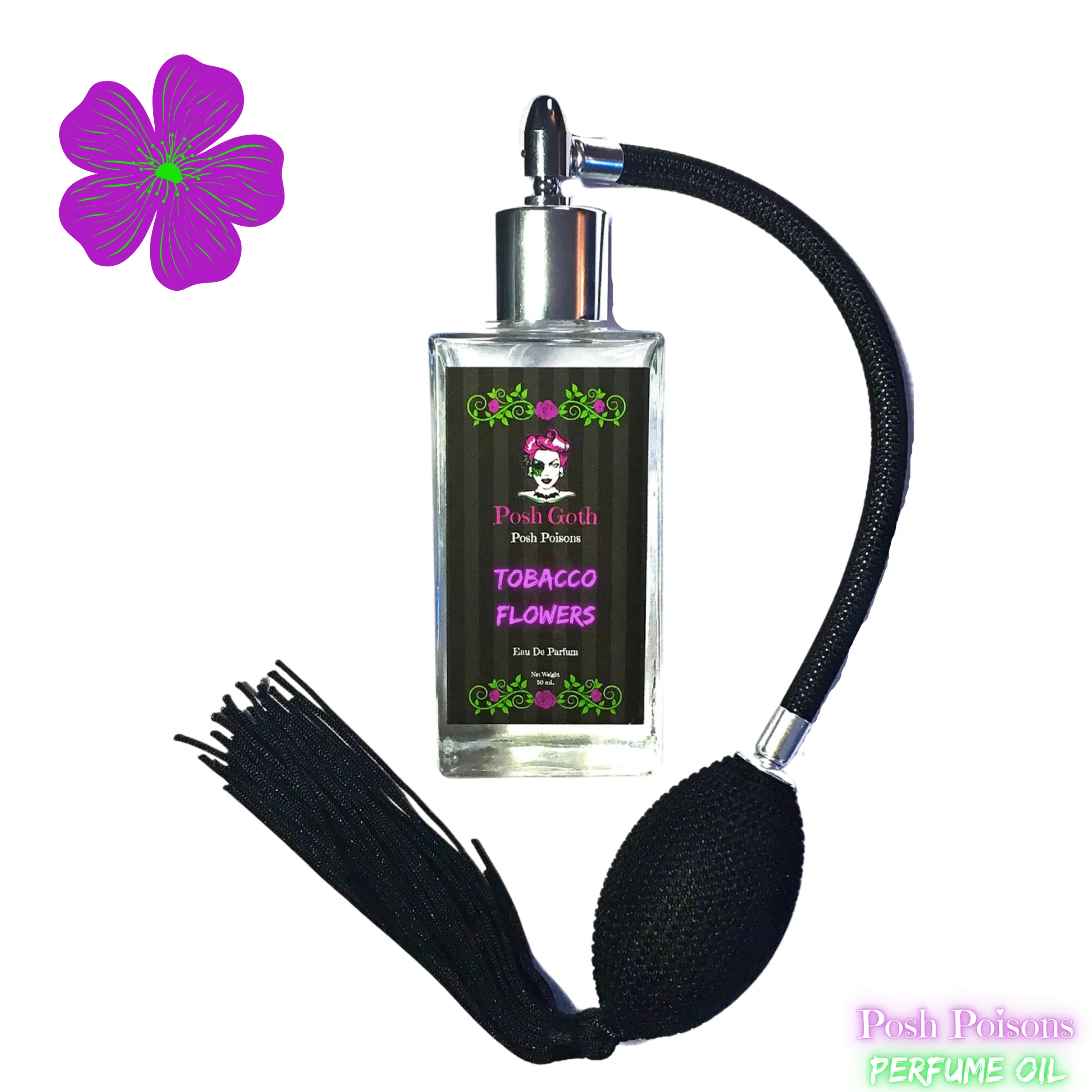 TOBACCO FLOWERS Gothic Perfume 50 Bulb Atomizer
