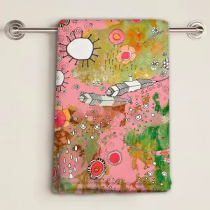 Towel 'Pink, Feathers, Flowers, Showers'