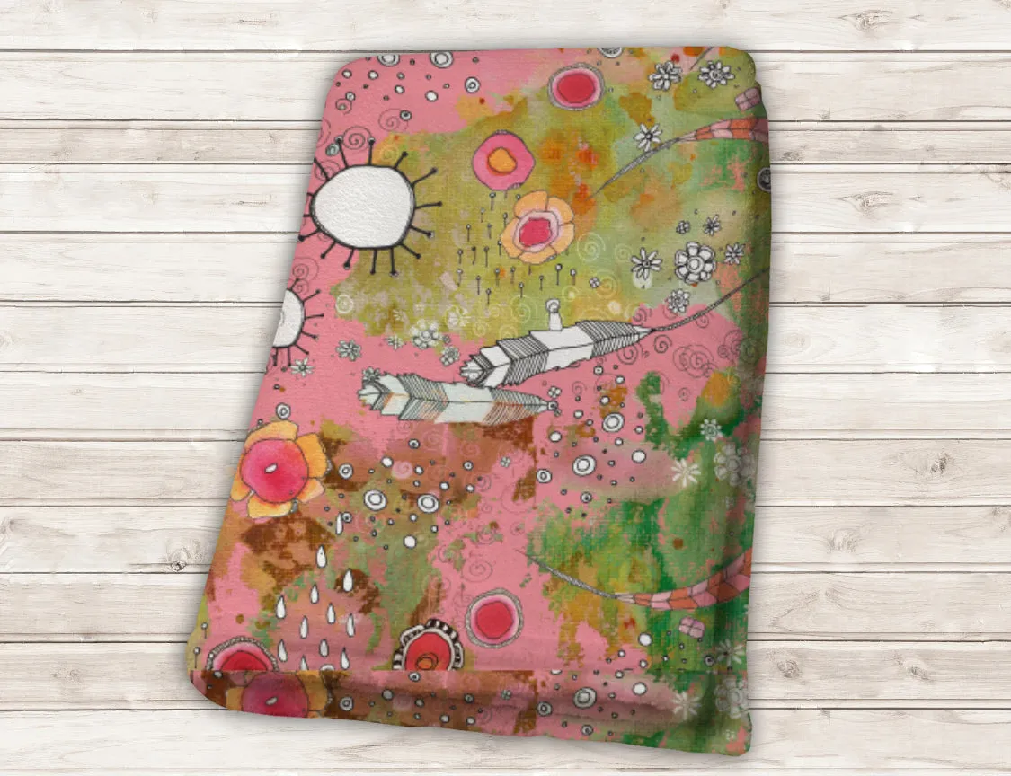 Towel 'Pink, Feathers, Flowers, Showers'