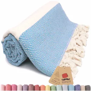 Turkish Beach Towel, Diamond Turkish Towels - Turquoise