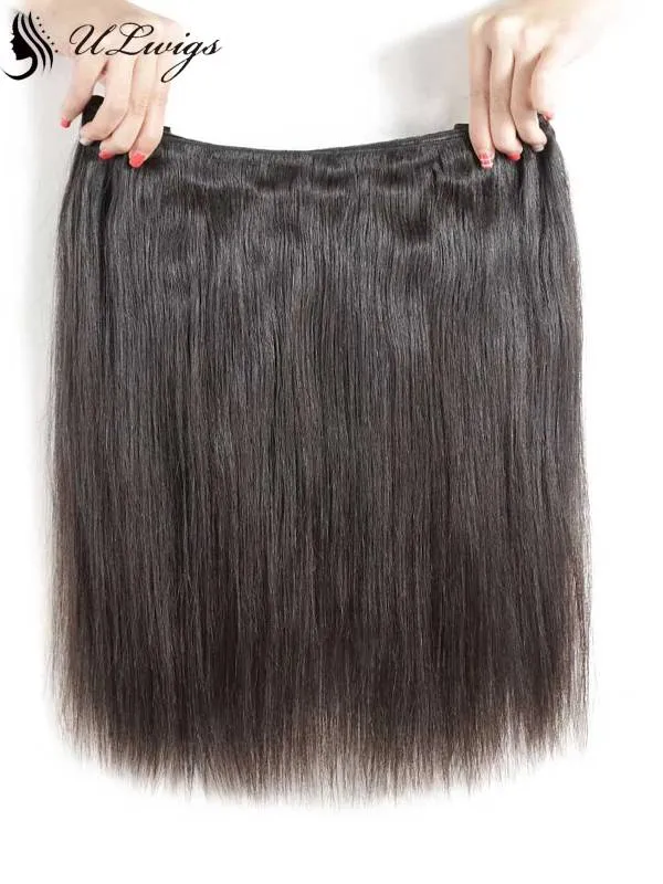 ULWIGS Pre-Plucked Ear To Ear Lace Frontal With 3 Thick Bundles Straight Weaves