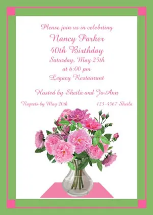 VASE OF PINK ROSES CUSTOM INVITATION