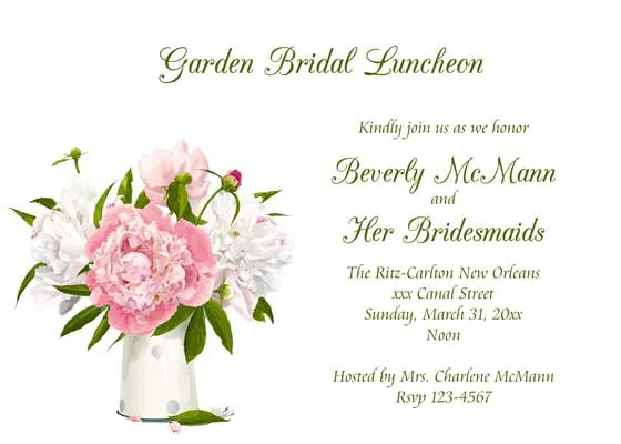 VASE OF WHITE AND PINK PEONIES CUSTOM INVITATION