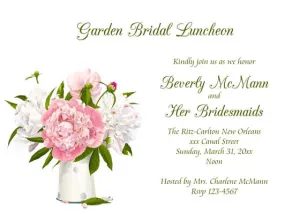 VASE OF WHITE AND PINK PEONIES CUSTOM INVITATION
