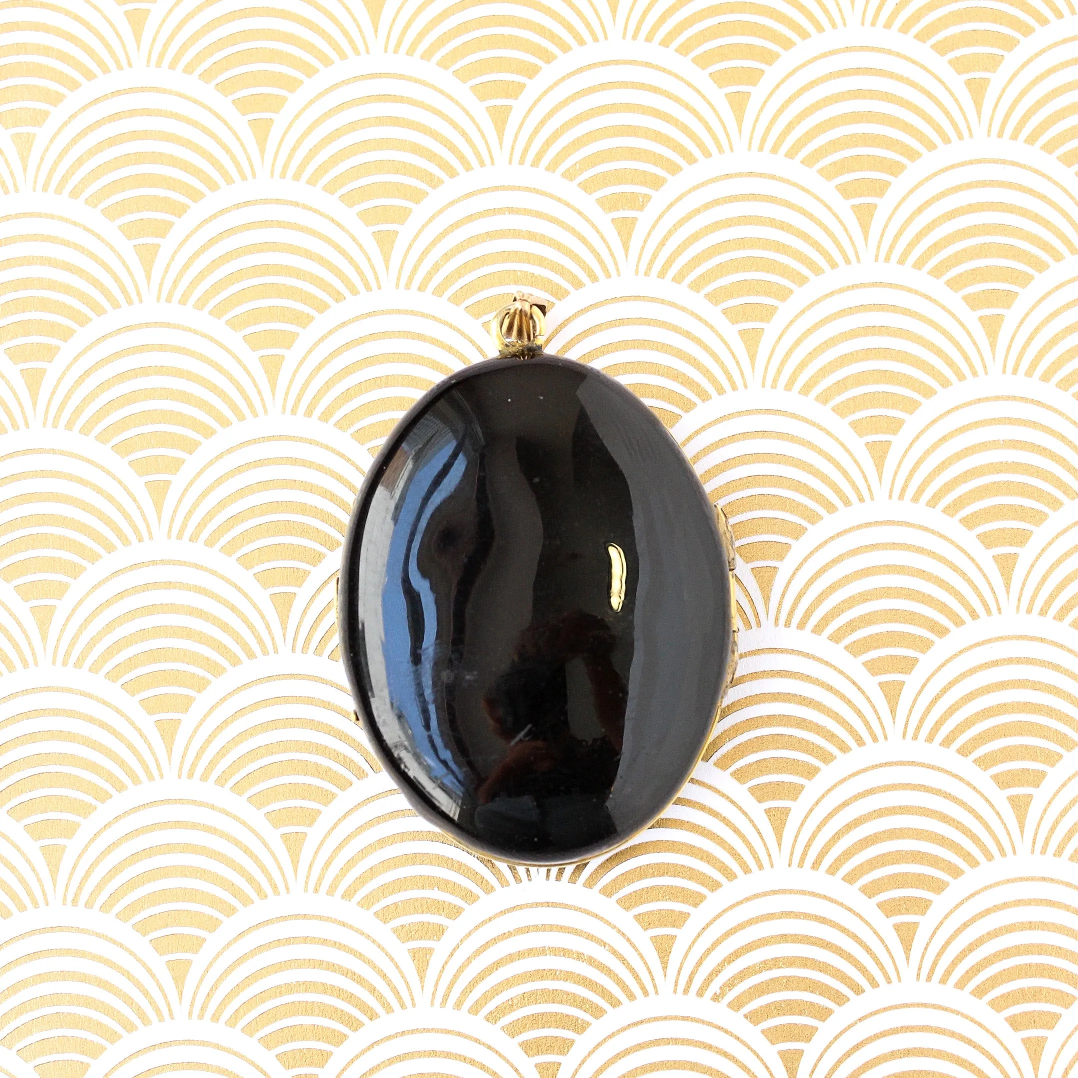 Victorian Locket with Black & Gold Enamel and Pearls, 18k