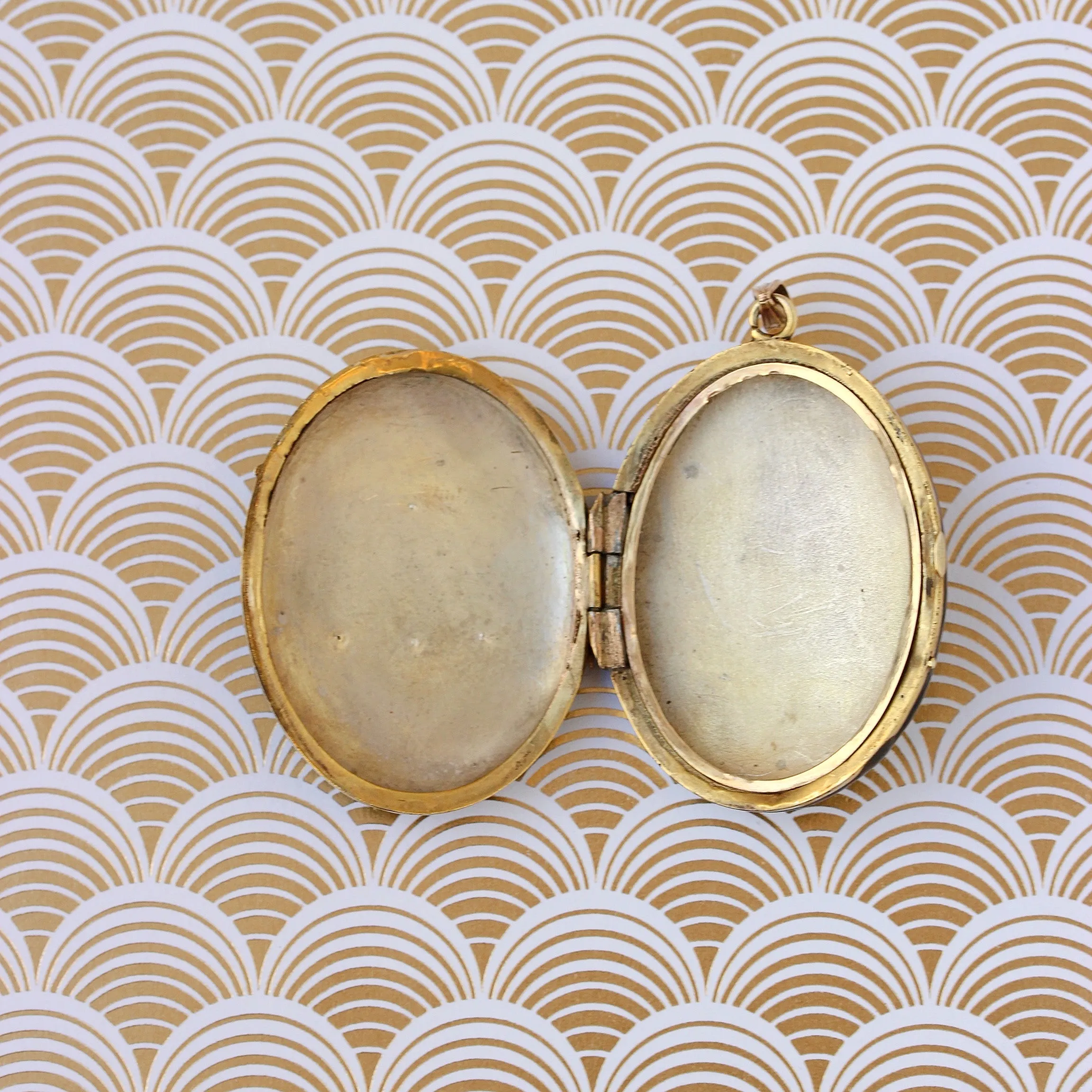 Victorian Locket with Black & Gold Enamel and Pearls, 18k