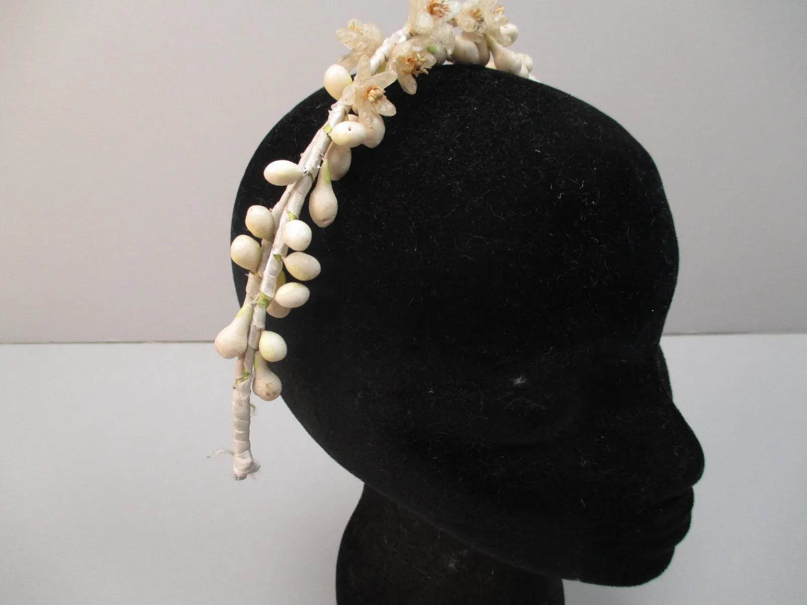 Vintage 1920s Wax Floral Bridal head Piece