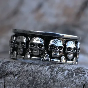Vintage 316L Stainless Steel Biker Skull Ring