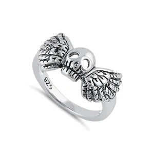 Vintage Gothic Style Skull Head 925 Sterling Silver Ring