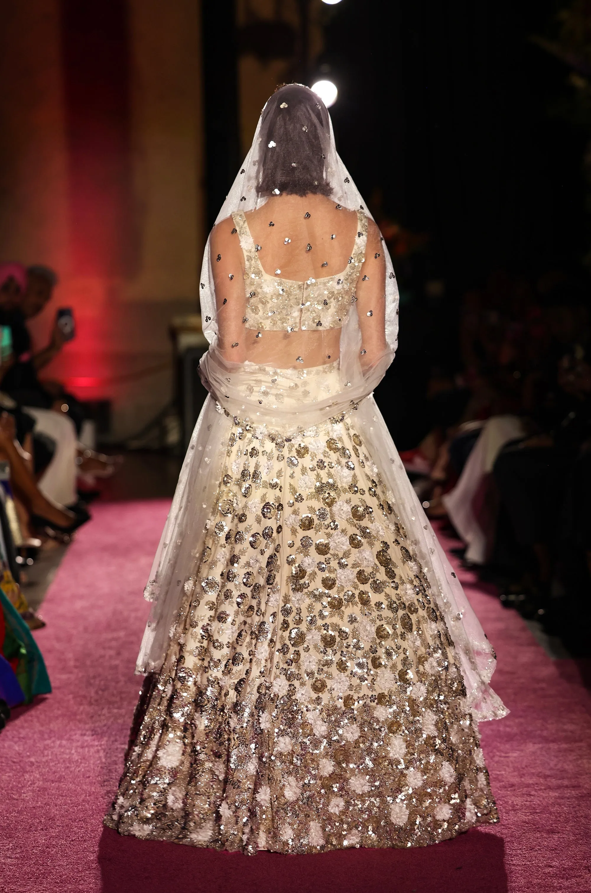 VIVIANNA Metal Floral Sequin Bridal Lehenga Set