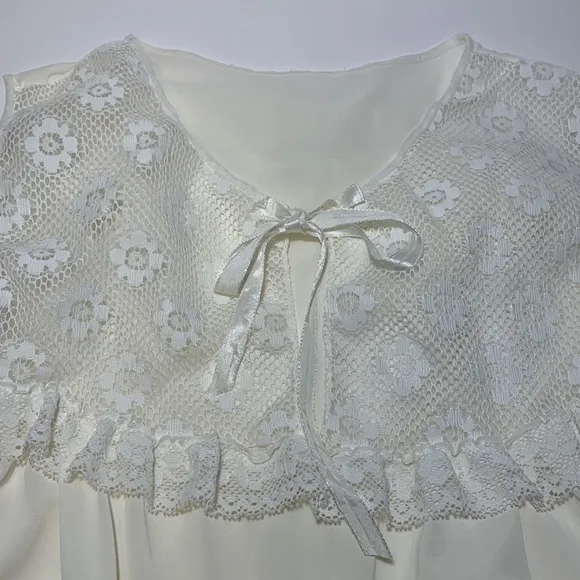 VTG Nightgown and Robe Bridal SZ Small Floral Lace Sheer Long White Lingerie