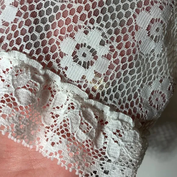 VTG Nightgown and Robe Bridal SZ Small Floral Lace Sheer Long White Lingerie