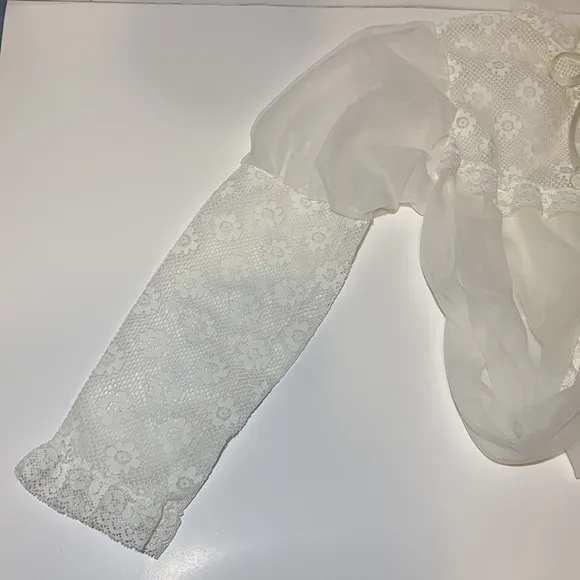 VTG Nightgown and Robe Bridal SZ Small Floral Lace Sheer Long White Lingerie