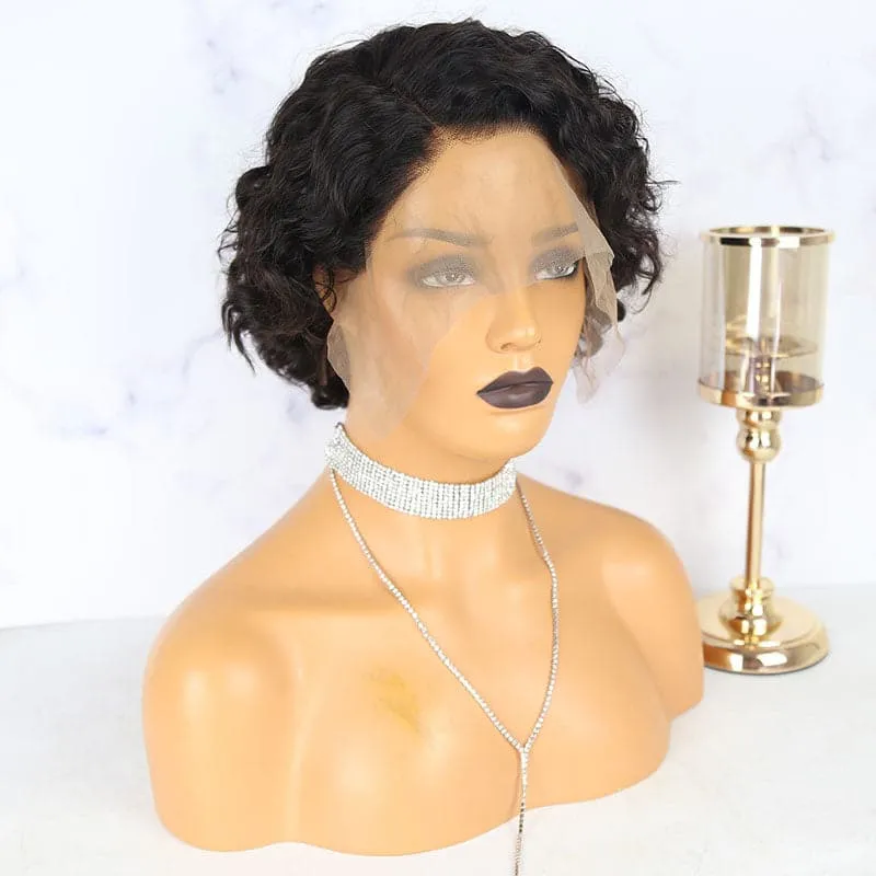 Water Wave Short Pixie Cut 13x6 Lace Front Wig BOB65