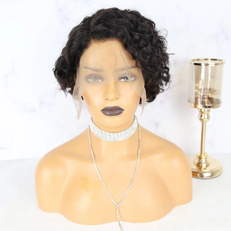 Water Wave Short Pixie Cut 13x6 Lace Front Wig BOB65