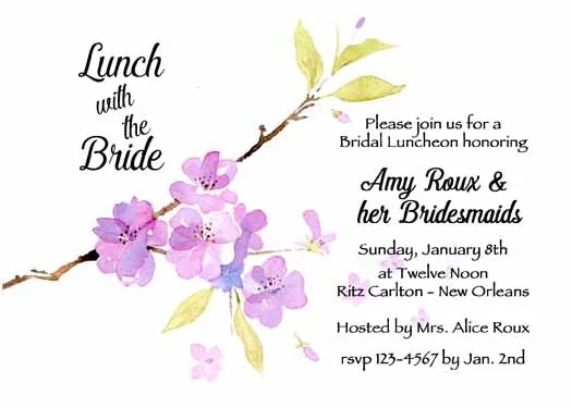 WATERCOLOR SPRING SPRIG CUSTOM INVITATION