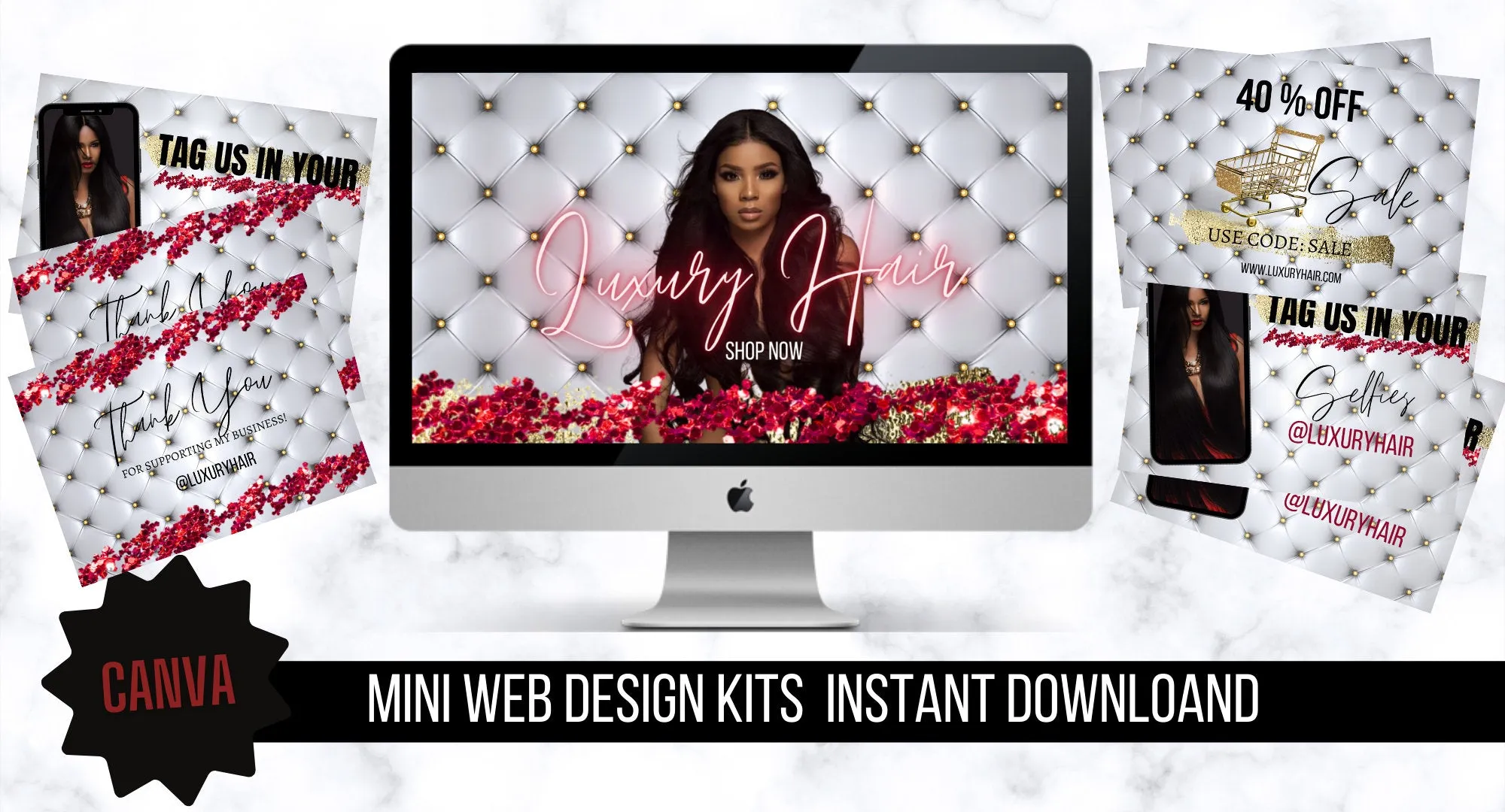 web Design Kit, Mini Web Banners, Social Media Flyer, Beauty business , Hair business