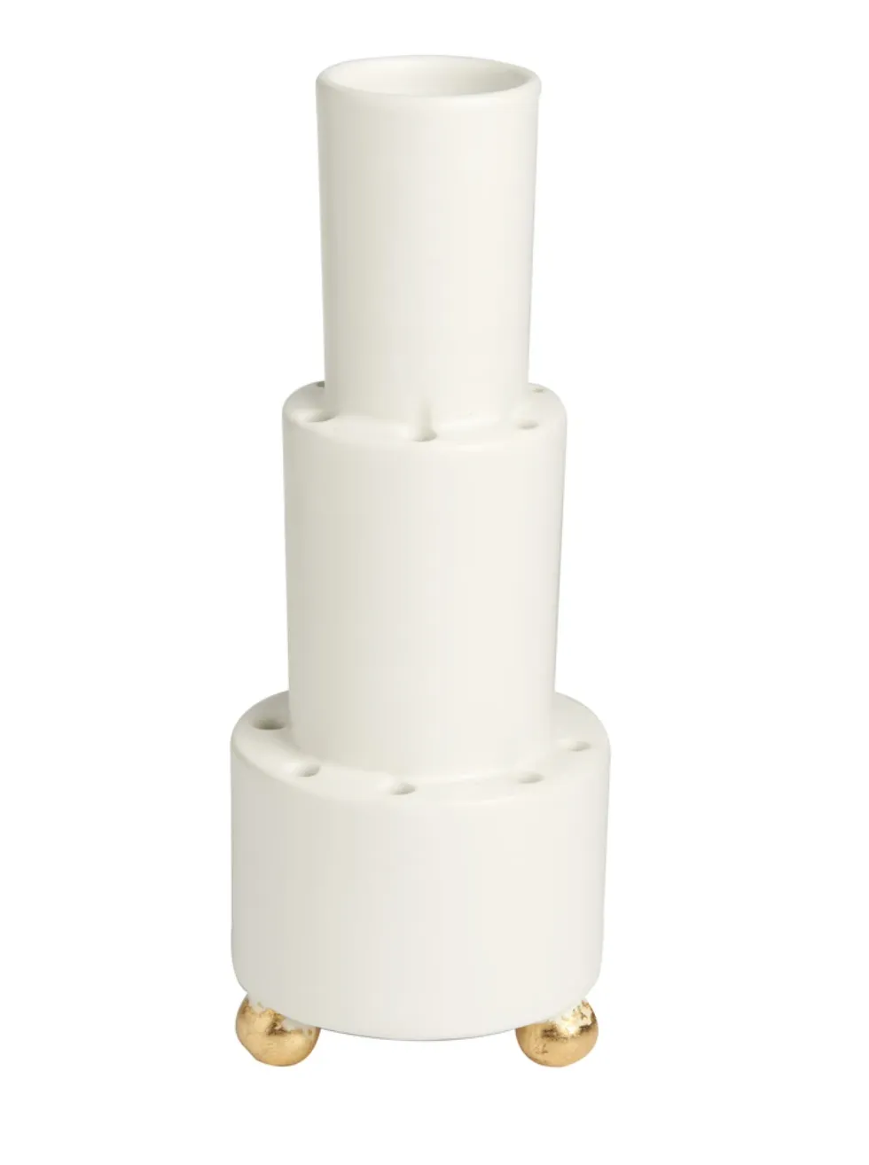 White 16- Hole Tulipiere with Gold Feet