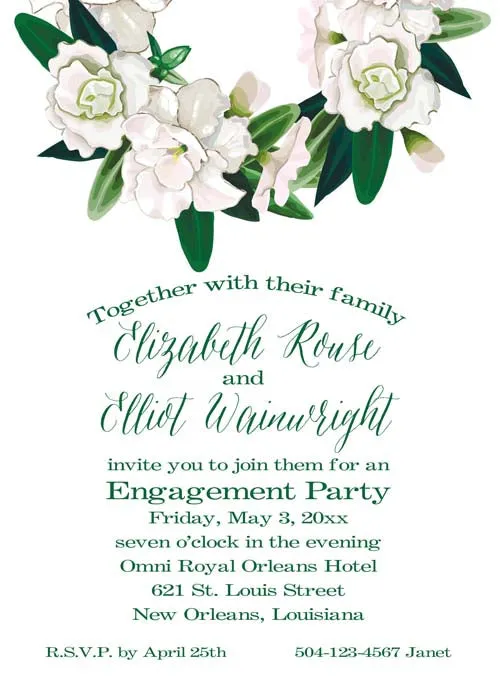 WHITE AZALEAS CUSTOM INVITATION