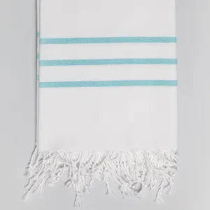 White with Teal Bath Towel – Antiochia Collection
