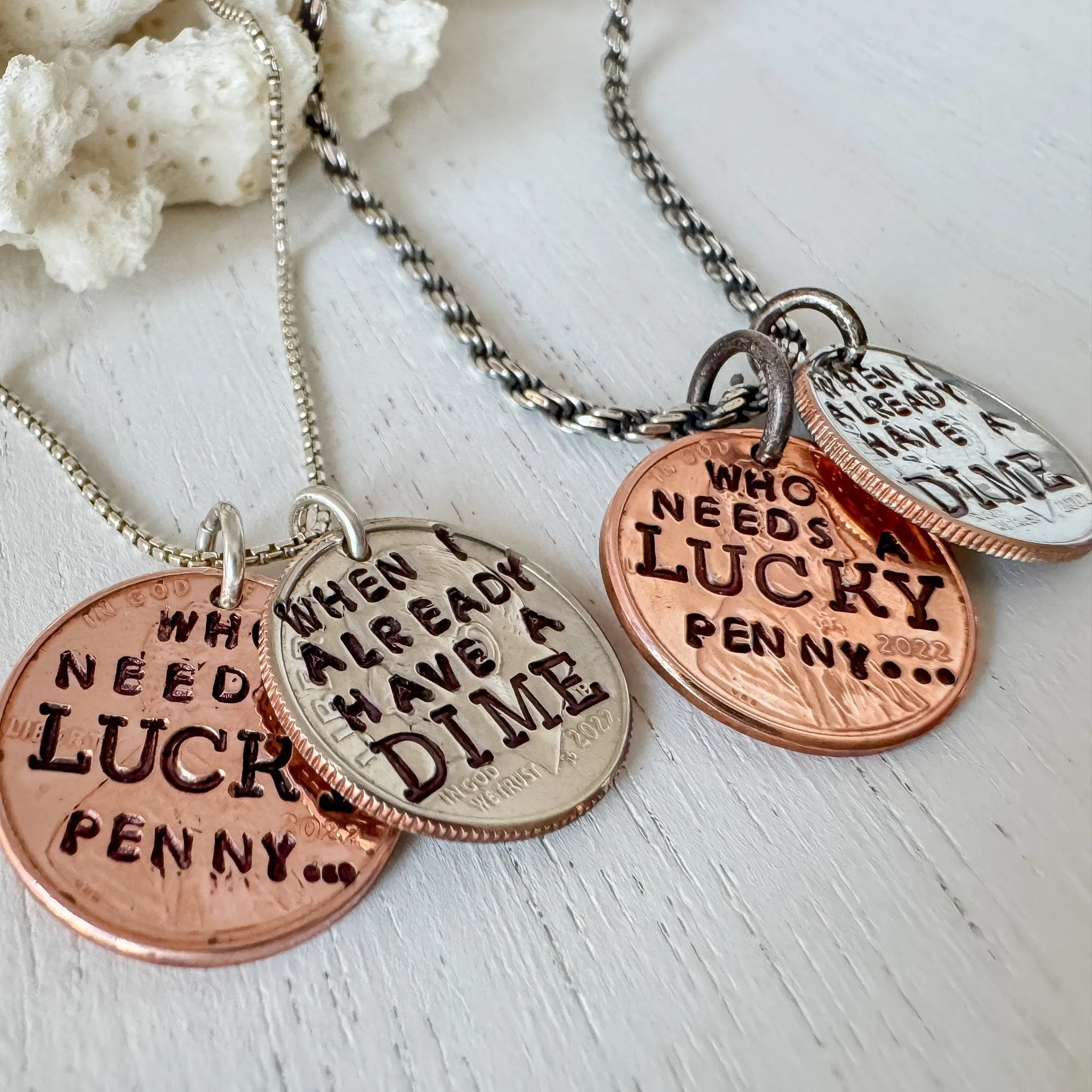 Who Needs A LUCKY Penny Necklace - I already have a DIME