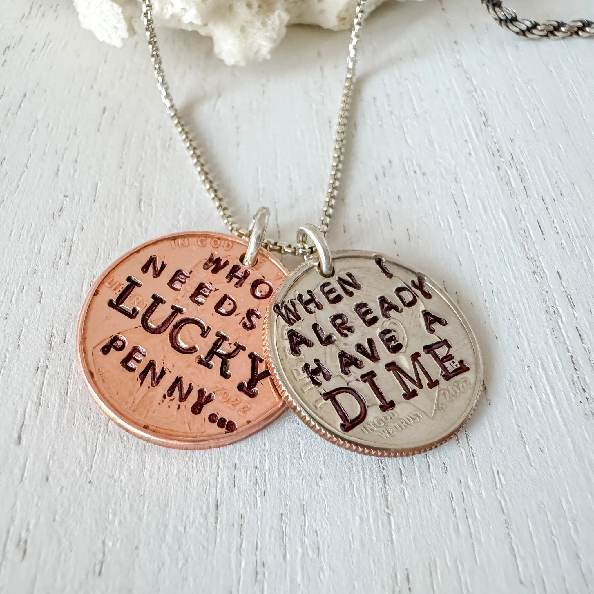 Who Needs A LUCKY Penny Necklace - I already have a DIME