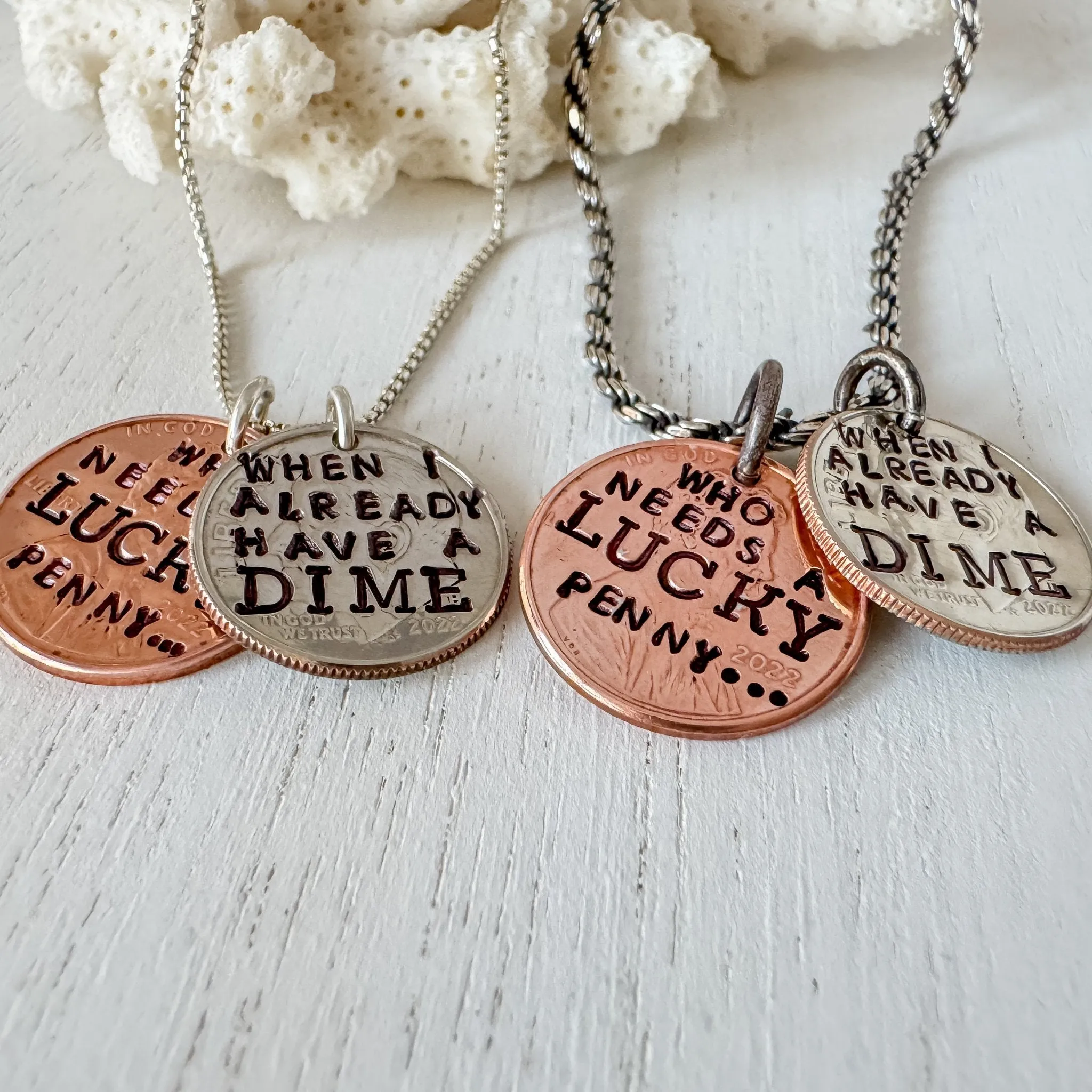 Who Needs A LUCKY Penny Necklace - I already have a DIME