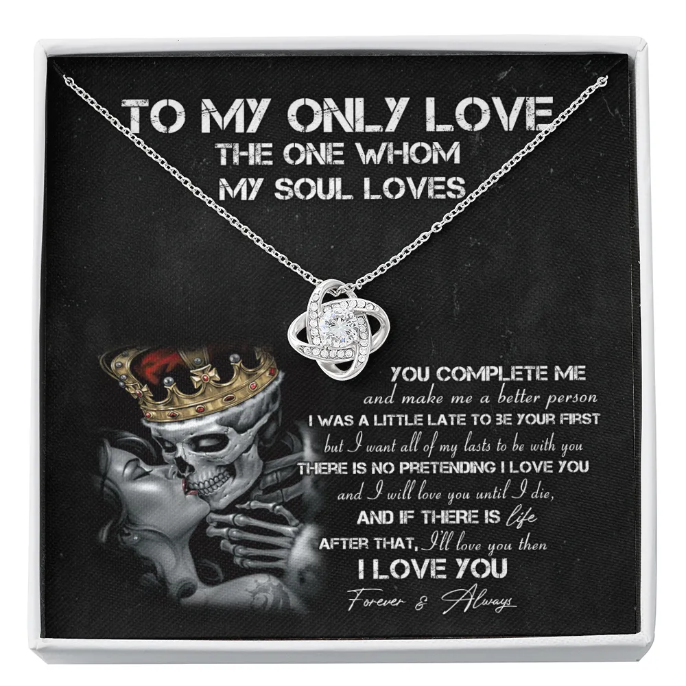 Wife Anniversary Gift, Skeleton Lovers Message Card Jewelry Necklace