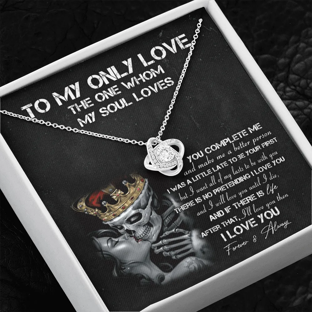 Wife Anniversary Gift, Skeleton Lovers Message Card Jewelry Necklace