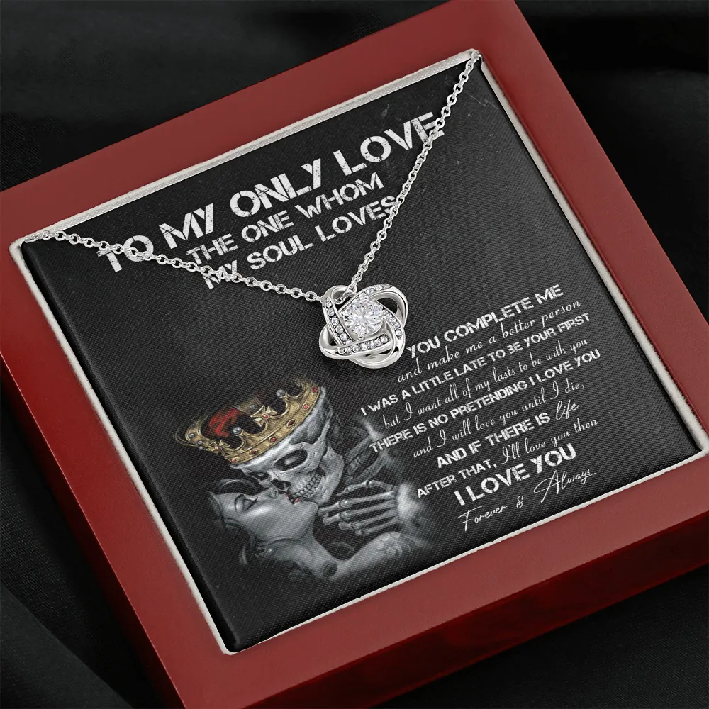 Wife Anniversary Gift, Skeleton Lovers Message Card Jewelry Necklace
