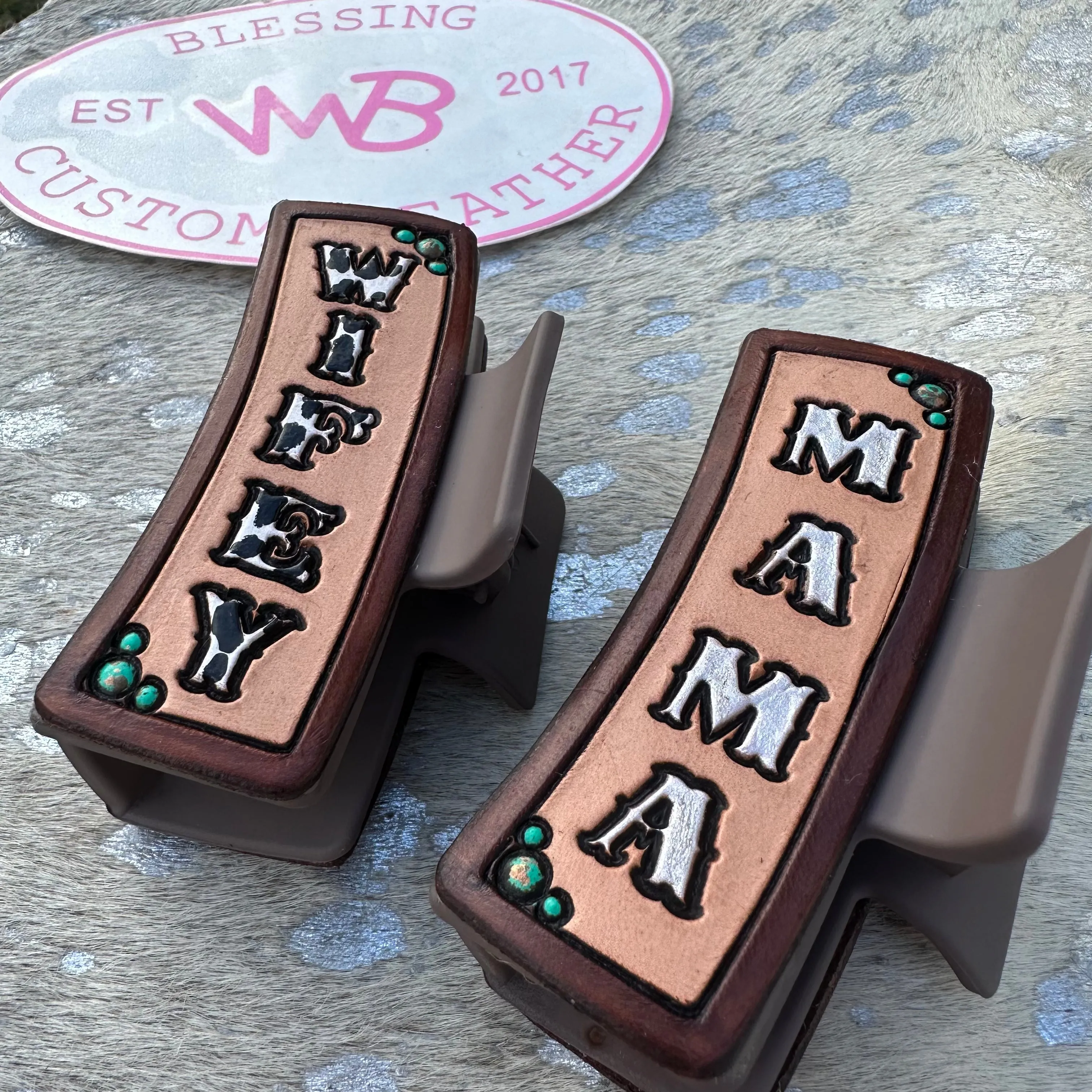 WIFEY Tooled Leather Hair Clip
