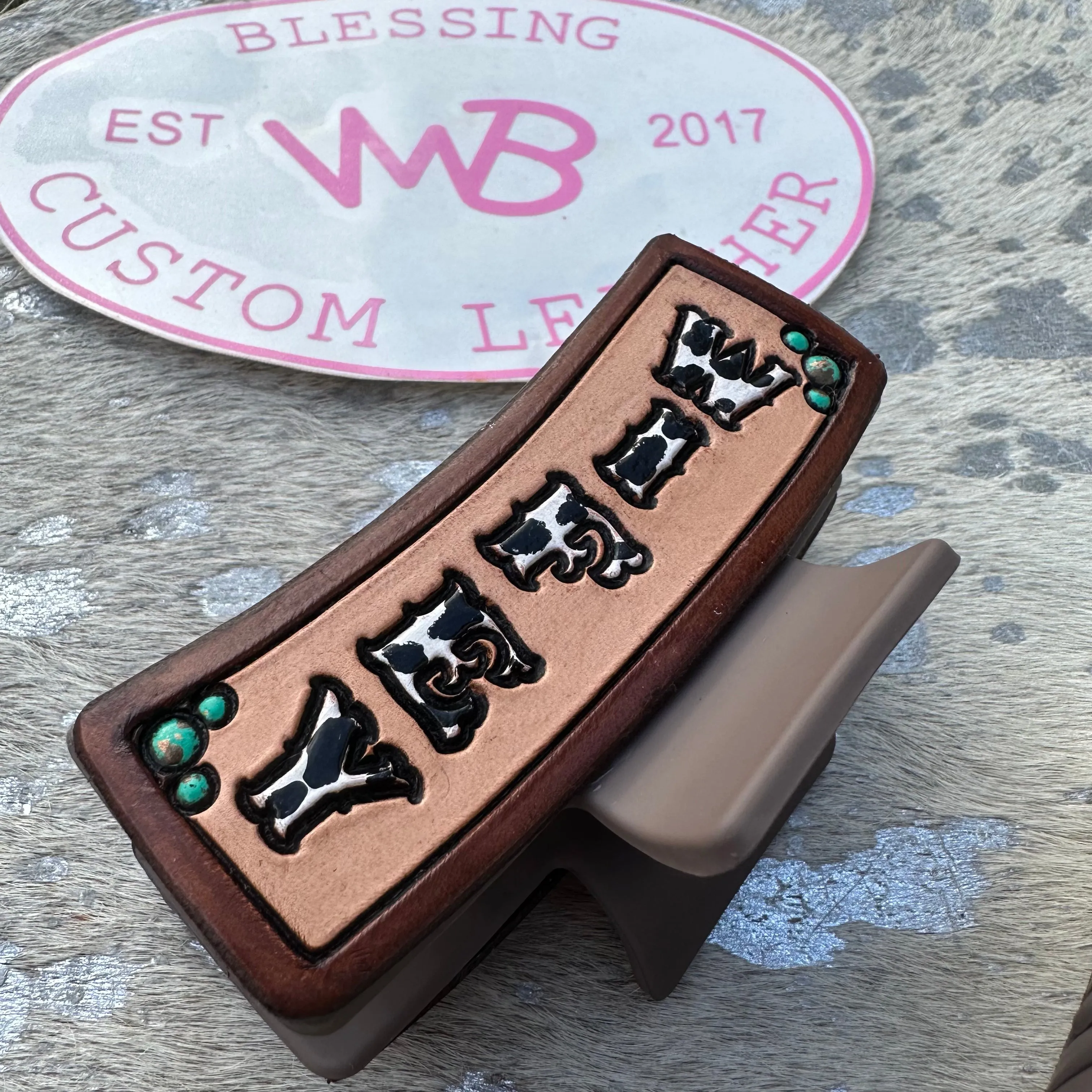 WIFEY Tooled Leather Hair Clip