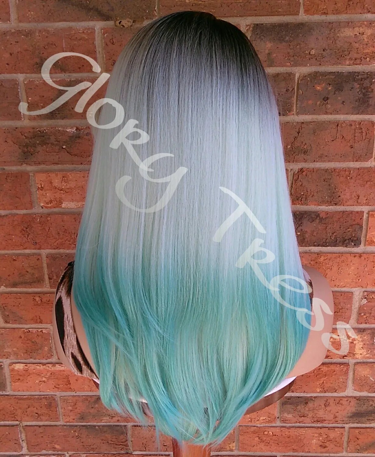 Wigs, Straight Wig, Full Cap Wig, Ombre Green Wig, Green Wig, Dark Rooted Wig, Yaki Wig, On Sale // VIRTUE (Free Shipping)