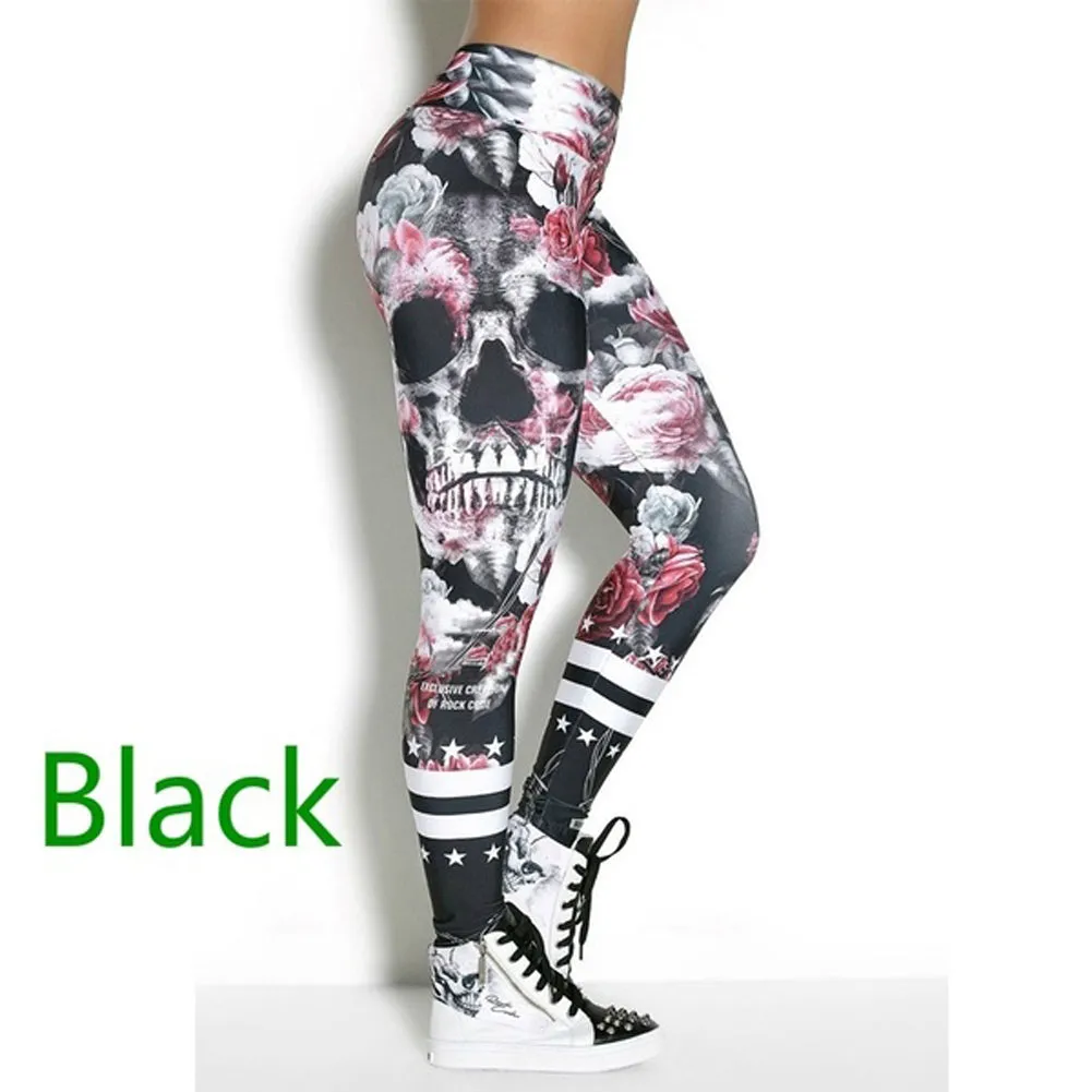 Women's Sexy Skull Head Slim Elastic leggings