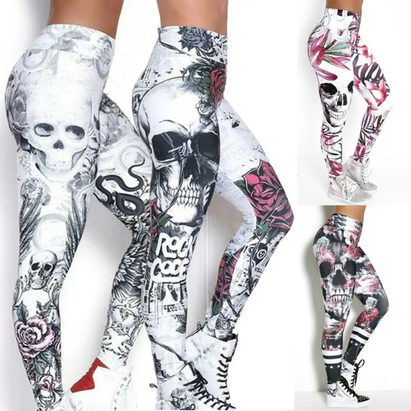 Women's Sexy Skull Head Slim Elastic leggings