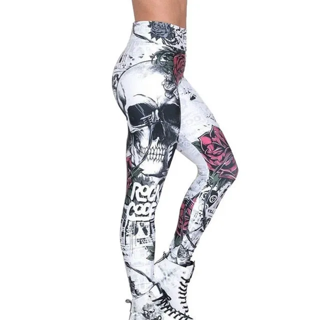 Women's Sexy Skull Head Slim Elastic leggings