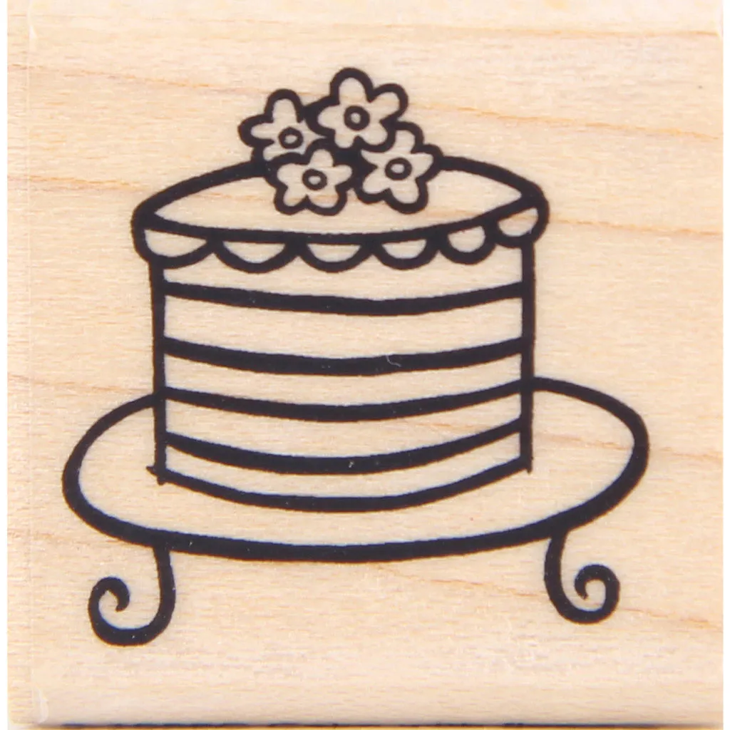 wood stamp - cake with flowers