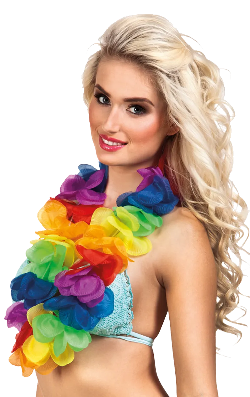 X Large Rainbow Hawaiian Lei