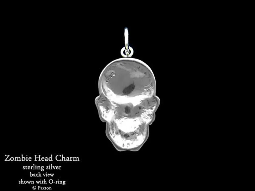 Zombie Head Charm Necklace Sterling Silver